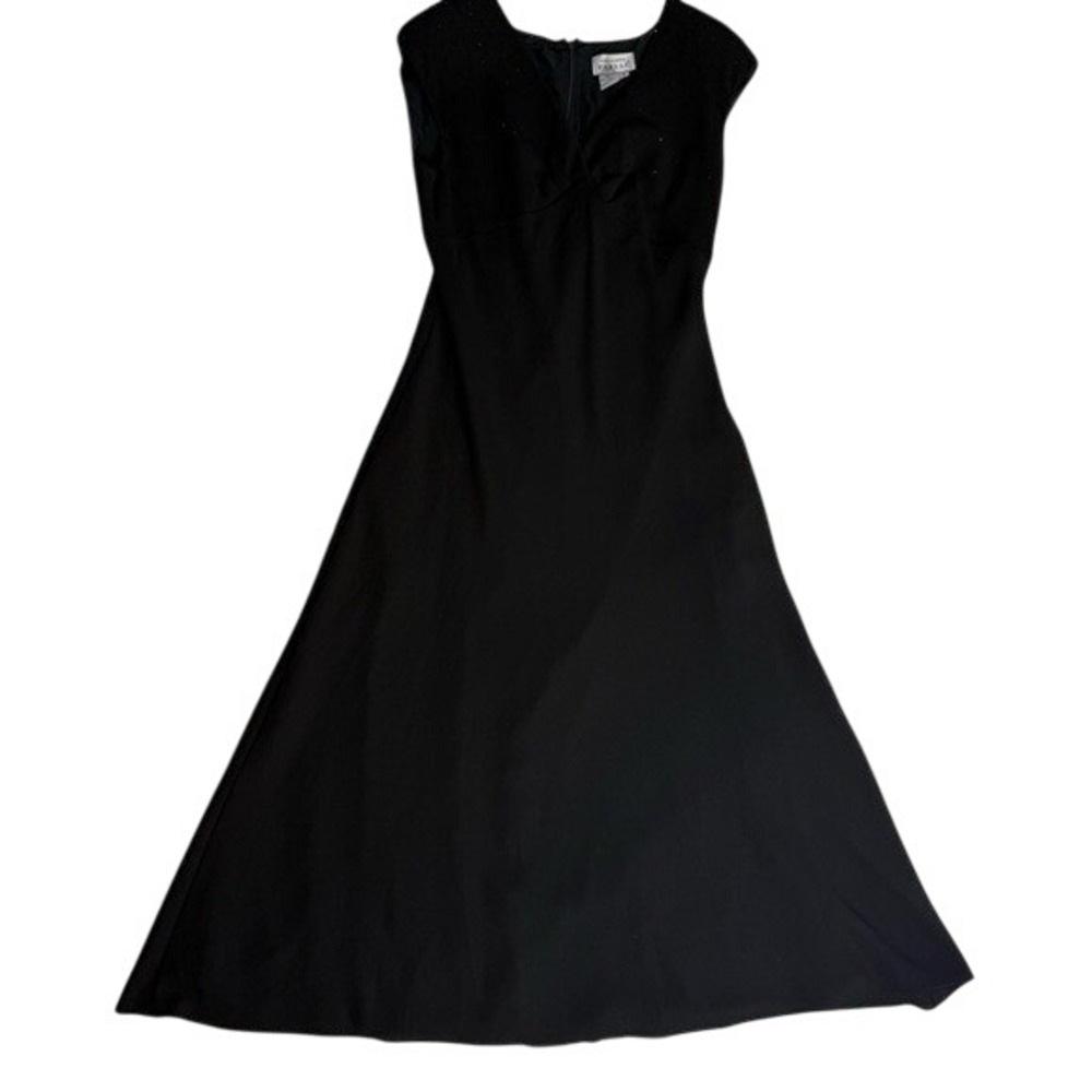 Adrianna Papell Vintage Detailed Chiffon‎ A-Line Sheath Dress V-Neck Size 8 EUC